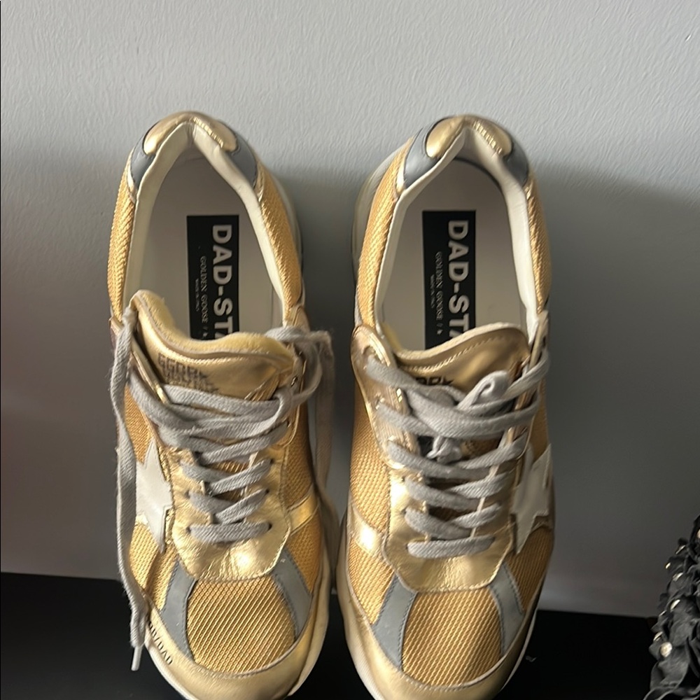 Golden Goose Gold and Silver Sneakers with Supportive Design - Picture 6 of 6